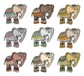 Indian ethnic elephant vector set Royalty Free Stock Photo