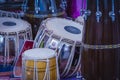 Indian ethnic traditional musical instruments drums known as tablas Royalty Free Stock Photo