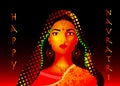 Indian ethnic woman dancer for Happy Navratri Celebration Poster Or Banner Background