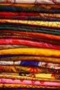 Indian fabrics decorated, colored Royalty Free Stock Photo