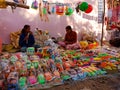 indian fair toys shop selling by village girls in India January 2020