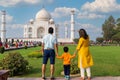 Indian Family admiring beautiful Tajmahal Agra. travel Wish list for 2021
