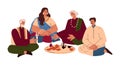 Indian family festive gathering vector illustration Royalty Free Stock Photo