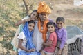 Indian family outdoors in desert on time Pushkar Camel Mela, Rajasthan, India Royalty Free Stock Photo