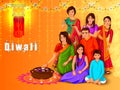 Indian family people celebrating Happy Diwali festival holiday of India