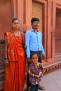 Indian family standing in Jahangiri Mahal in Agra Fort, Uttar Pr Royalty Free Stock Photo