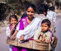 Indian Family Travelling By Cycle Rickshaw