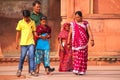 Indian family walking in Jahangiri Mahal in Agra Fort, Uttar Pradesh, India Royalty Free Stock Photo