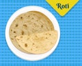 Indian famous Roti or Paratha. Roti in plate illustration