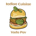 Indian Famous Street Food Vada Pav Also Know as Vada Paav, Wada Pav or Wada Pao