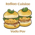 Indian Famous Street Food Vada Pav Also Know as Vada Paav, Wada Pav or Wada Pao Royalty Free Stock Photo