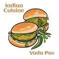 Indian Famous Street Food Vada Pav Also Know as Vada Paav, Wada Pav or Wada Pao