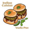 Indian Famous Street Food Vada Pav Also Know as Vada Paav, Wada Pav or Wada Pao