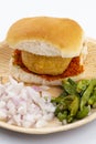 Indian Famous Street Food Vada Pav is a Vegetarian Fast Food Dish From Maharashtra