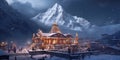 Indian famous temple Kedarnath in snow fall