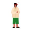 Indian farmer or countryman male character flat vector illustration isolated.