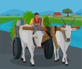 farmer riding a bullock cart Indian village Royalty Free Stock Photo