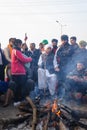 Indian Farmers celebrating Lohri Festival during protest