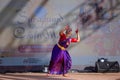 Indian female artist performing Kuchipudi classical dance Royalty Free Stock Photo