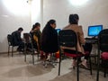 indian female office staff working at call center in India January 2020