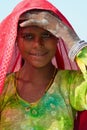 Indian female worker on salt farm