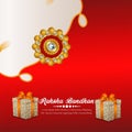 Indian festival of brother and sister happy raksha bandhan greeting card with vector gifts
