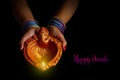 Indian Festival diwali , Lamp in hand Royalty Free Stock Photo