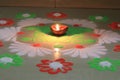 Indian festival diwali vibes with glowing diya and rangoli