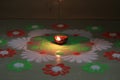 Indian festival diwali vibes with glowing diya and rangoli