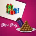 Indian festival of happy bhai dooj celebration with vector illustration gifts and sweets