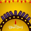 Indian festival happy bhai dooj invitation greeting card with creative vector chocolate