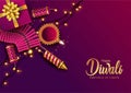 Indian festival Happy Diwali with Diwali props, holiday Background, Diwali celebration greeting card, vector illustration design Royalty Free Stock Photo