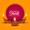 Indian festival Happy Diwali with Diwali props, holiday Background, Diwali celebration greeting card, vector illustration design Royalty Free Stock Photo