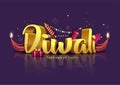 Indian festival Happy Diwali with Diwali props, holiday Background, Diwali celebration greeting card, vector illustration design Royalty Free Stock Photo