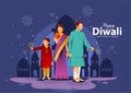 Indian festival Happy Diwali with Diwali props, holiday Background, Diwali celebration greeting card, vector illustration design Royalty Free Stock Photo