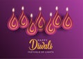 Indian festival Happy Diwali with Diwali props, holiday Background, Diwali celebration greeting card, vector illustration design Royalty Free Stock Photo