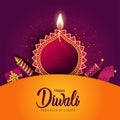 Indian festival Happy Diwali with Diwali props, holiday Background, Diwali celebration greeting card, vector illustration design Royalty Free Stock Photo