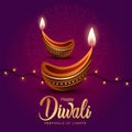 Indian festival Happy Diwali with Diwali props, holiday Background, Diwali celebration greeting card, vector illustration design Royalty Free Stock Photo