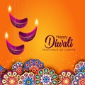 Indian festival Happy Diwali with Diwali props, holiday Background, Diwali celebration greeting card, vector illustration design Royalty Free Stock Photo