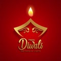 Indian festival Happy Diwali with red Background, Diwali celebration greeting card, vector illustration design Royalty Free Stock Photo