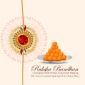 Indian festival of happy raksha bandhan celebration greeting card with rakhi and sweet Royalty Free Stock Photo