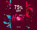 Indian festival holi with colorful pichkari and floral background for super sale offer banner