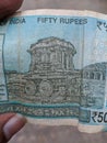 Indian fifty rupees currency blue in colour