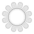 Indian Filigree Dotted Ornament Vector Mehendi Round Lotus Frame