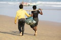 Indian fisherman with the fishes Royalty Free Stock Photo