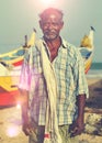 Indian Fisherman Kerela India Solitude Tranquil Concept Royalty Free Stock Photo