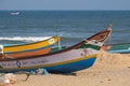 Indian fishing boats ashore on the Coromandel coast Royalty Free Stock Photo
