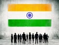 Indian Flag and a group of business people