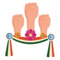 indian flag with hands fist independence day