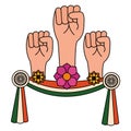 indian flag with hands fist independence day